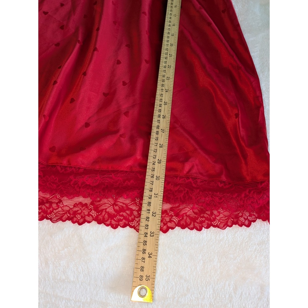 Joyspun Nightie Red Satin Lace Trim Hearts Lingerie Large Romantic Valentine's - Picture 6 of 6